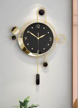 Load image into Gallery viewer, Classic Golden Colour Hanging Wall Clock with Pendulum Timeless Elegance for Your Home Decor