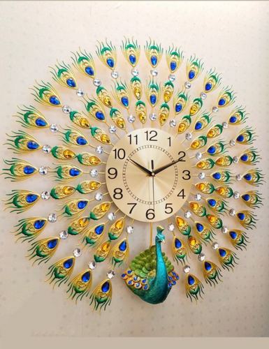 Peacock Design Wall Clock 
Elegant Design Wall Clock 
Wall Clock or Home Decor
Feather Wall Clock 