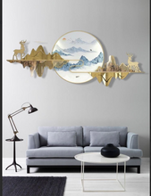 Load image into Gallery viewer, Golden Metal Frame with Nature Scenery and Deer Elegant Wall Art Decor