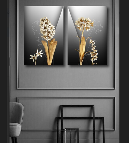 Set of 2 Canvas Print Floral Wall Frames Elegant Decor for Nature Lovers