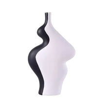 Load image into Gallery viewer, Tall Black &amp; White Abstract Ceramic Vase