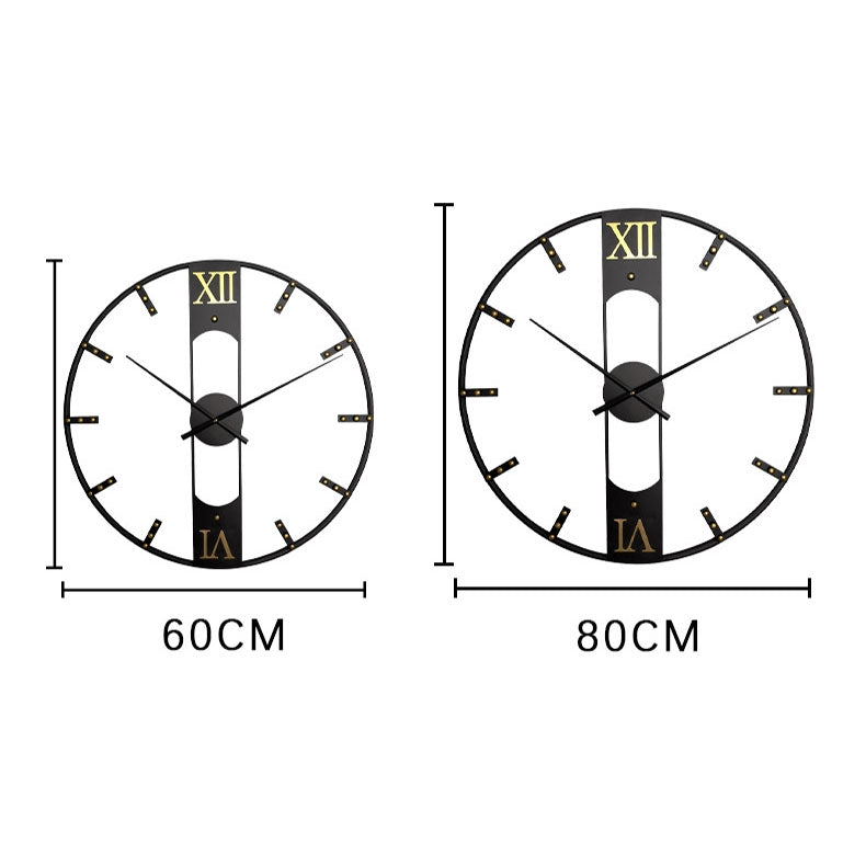 Home Décor Wall Clock Wrought Iron Rivet Scale Silent Clock