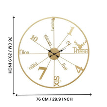 Load image into Gallery viewer, Designer Analog Iron Golden Wall Hanging Clock for Living Room Bedroom Home Office Timeless