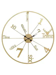 Designer Analog Iron Golden Wall Hanging Clock for Living Room Bedroom Home Office Timeless