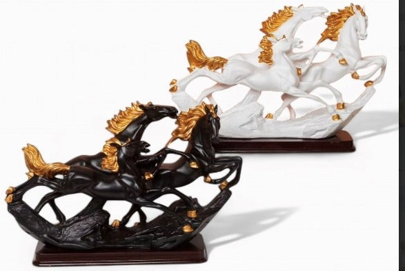 White & Black Horse Artefact Elegant Decoration for Sophisticated Interiors (set)