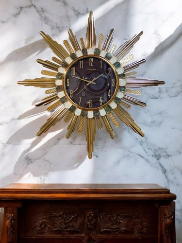 Golden Burst Theme Wall Clock