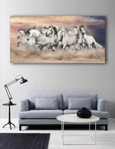 Seven Horses in Motion - Modern Canvas Print Painting