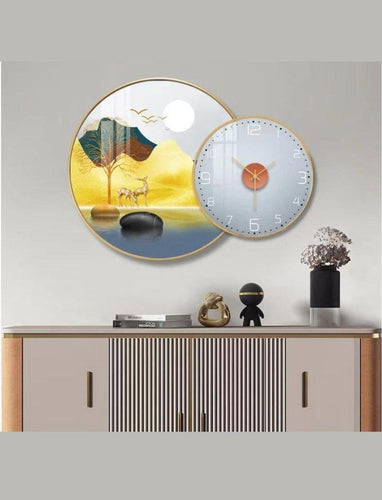 Sunset-Themed Wall Frame with Clock