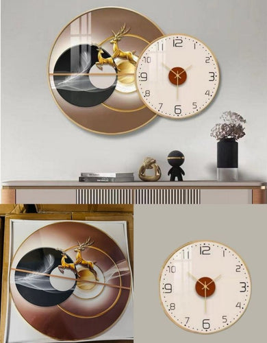 Deer-Themed Wall Frame with Clock
