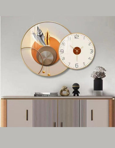 Trio Feathers-Themed Wall Frame with Clock