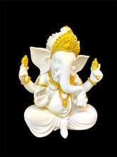 Load image into Gallery viewer, White Ganesh Ji Idol with Gold Colour Design