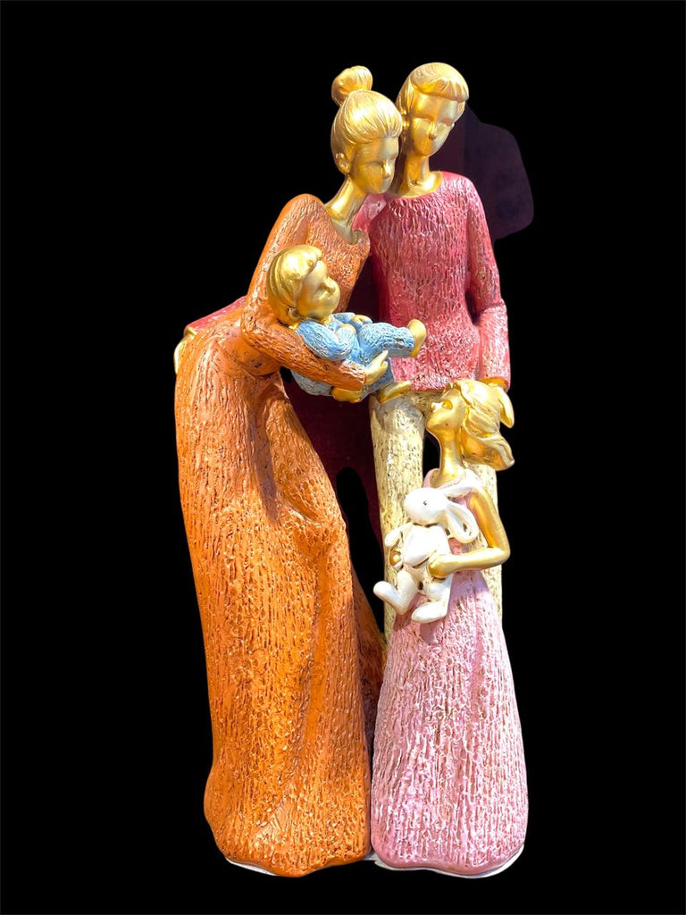 Parents and Children Artefact For Home Decor Orange Color