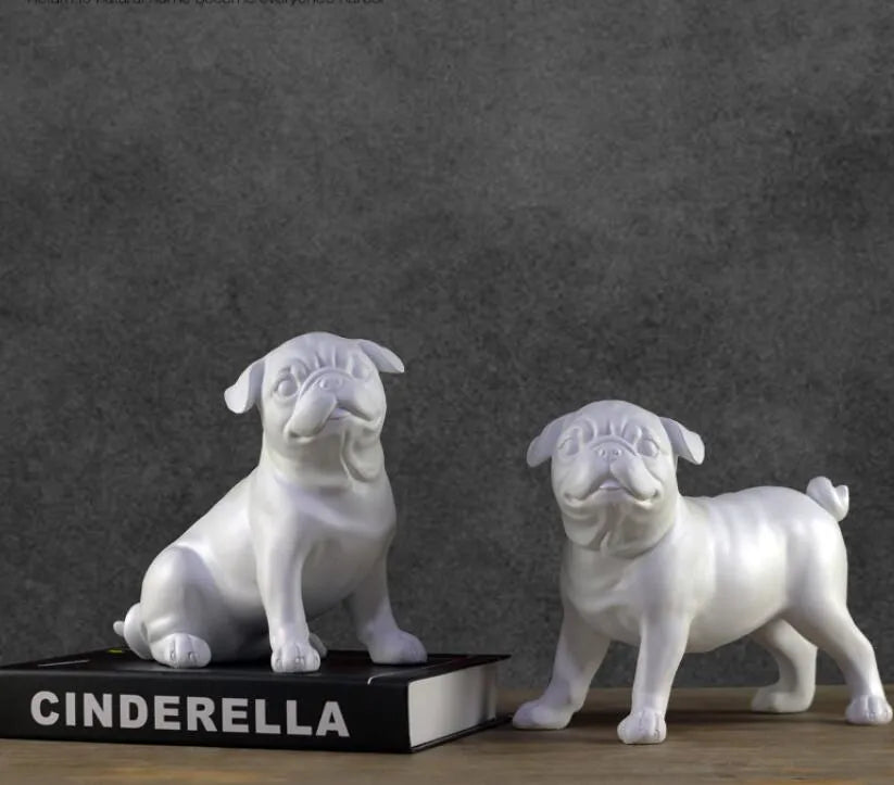 Black and White Pug Dog Figurines (Set)