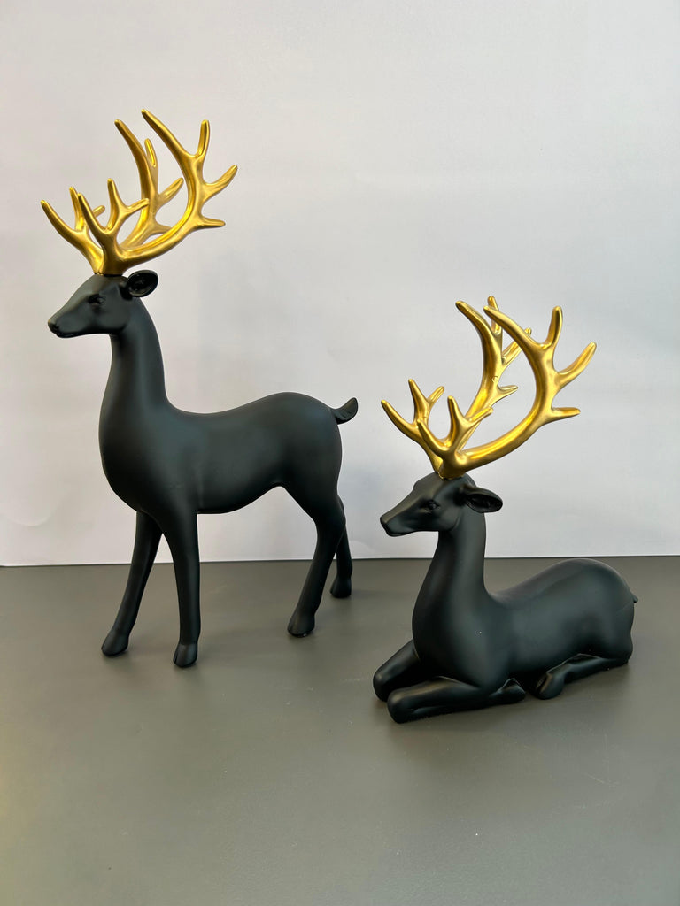 Stylish Black Deer Artefact For Home Decor (Set)