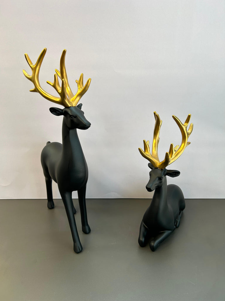 Stylish Black Deer Artefact For Home Decor (Set)