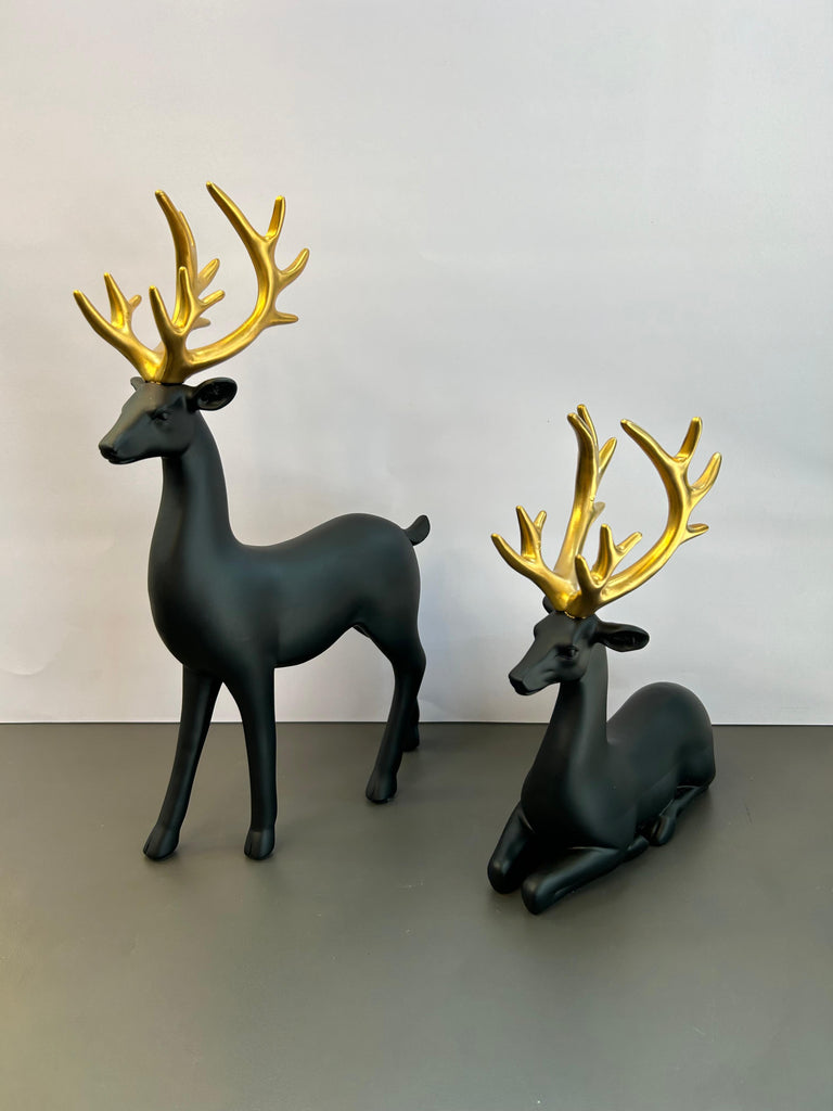 Stylish Black Deer Artefact For Home Decor (Set)