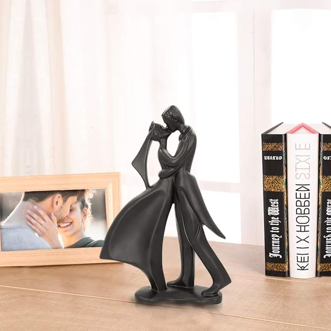 Elegant Embrace Romantic Couple Dancing Sculpture Contemporary Art Figurine