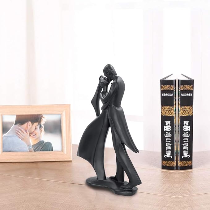 Elegant Embrace Romantic Couple Dancing Sculpture Contemporary Art Figurine