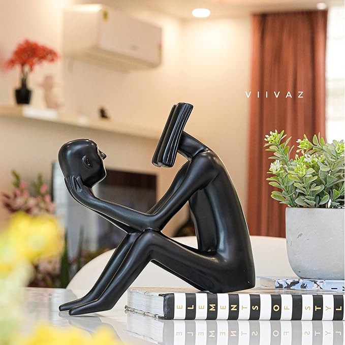 Abstract Man Reading Book Sculpture: Ideal for Living Room, Home, and Office.