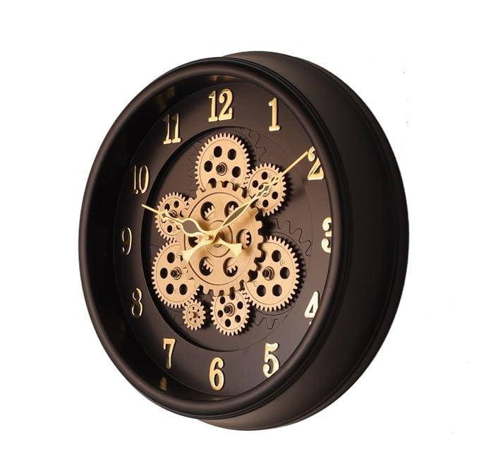 Moving Gear Wall Clock – Modern Industrial Steampunk Design for Home & Office