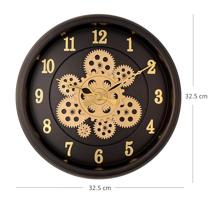 Moving Gear Wall Clock – Modern Industrial Steampunk Design for Home & Office