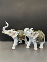 Load image into Gallery viewer, White Elephant Pair with Golden Design Decorative Artefact (Set)