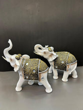 Load image into Gallery viewer, White Elephant Pair with Golden Design Decorative Artefact (Set)