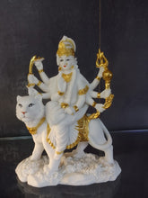 Load image into Gallery viewer, Lord Durga Idol Artefact in White with Gold Design For Home and Office Decor