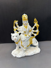 Load image into Gallery viewer, Lord Durga Idol Artefact in White with Gold Design For Home and Office Decor