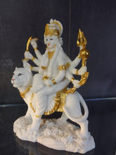 Load image into Gallery viewer, Lord Durga Idol Artefact in White with Gold Design For Home and Office Decor