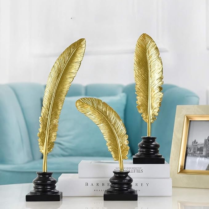 Golden Feather Ornaments for Living Room and Bedroom