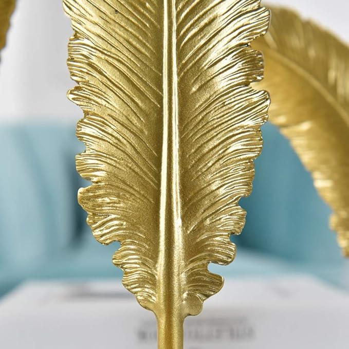 Golden Feather Ornaments for Living Room and Bedroom