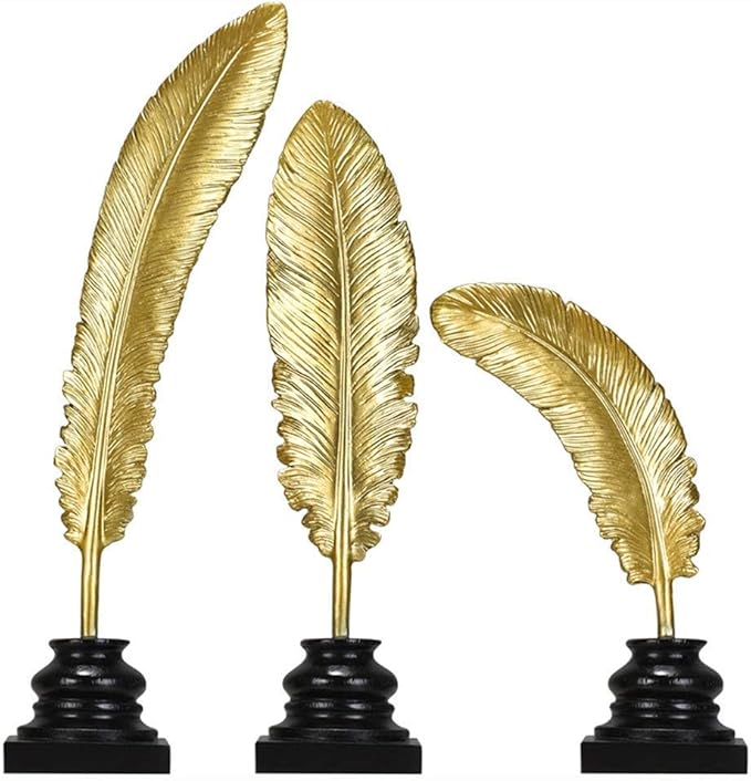 Golden Feather Ornaments for Living Room and Bedroom