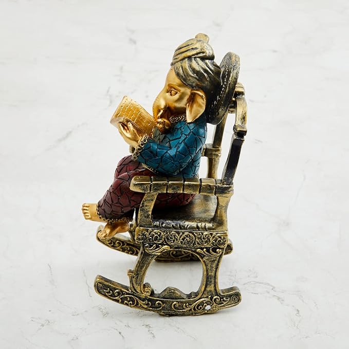 Alpana Multicolor Polyresin Ganesha Statue Elegant Chair Design