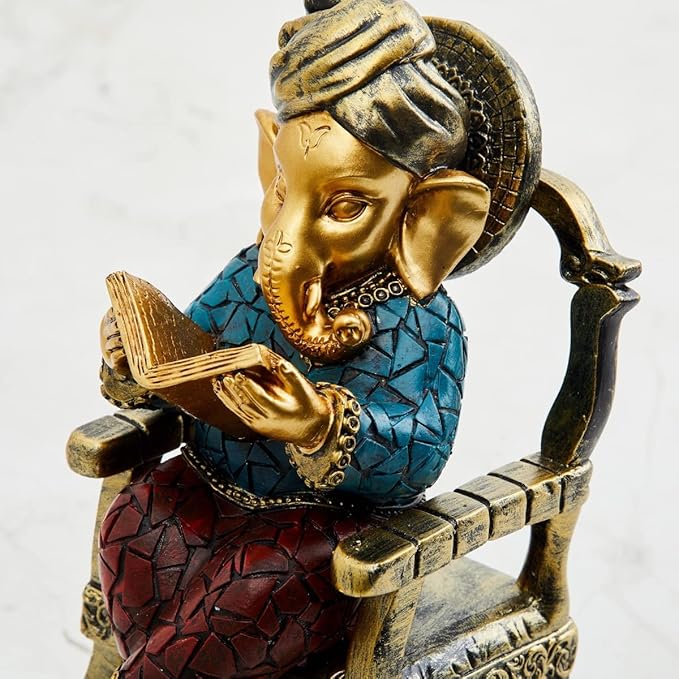 Alpana Multicolor Polyresin Ganesha Statue Elegant Chair Design