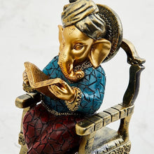 Load image into Gallery viewer, Alpana Multicolor Polyresin Ganesha Statue Elegant Chair Design