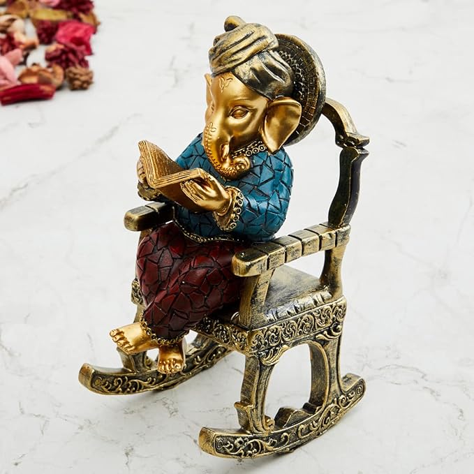 Alpana Multicolor Polyresin Ganesha Statue Elegant Chair Design