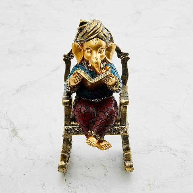 Alpana Multicolor Polyresin Ganesha Statue Elegant Chair Design