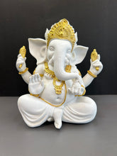 Load image into Gallery viewer, White Ganesh Ji Idol with Gold Colour Design