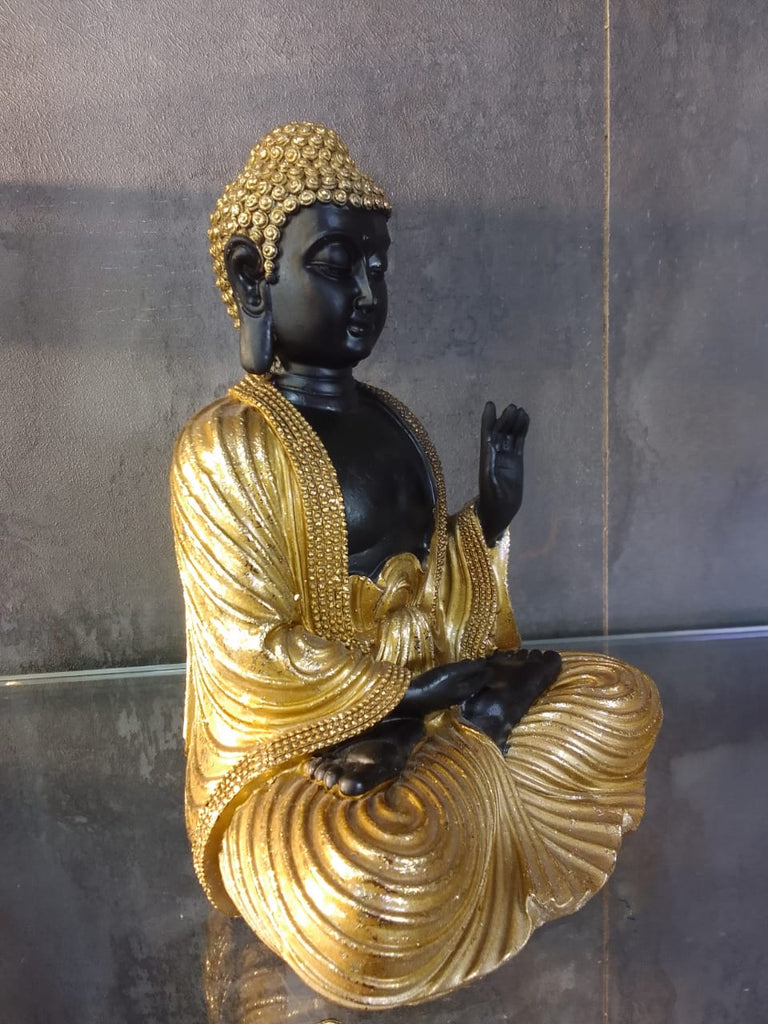 Gautam Buddha Idol with Elegant Gold Design Decor