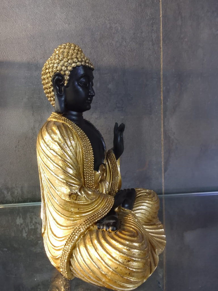 Gautam Buddha Idol with Elegant Gold Design Decor