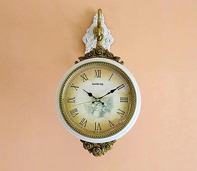 White Round Wall Hanging Double-Sided Railway Clock