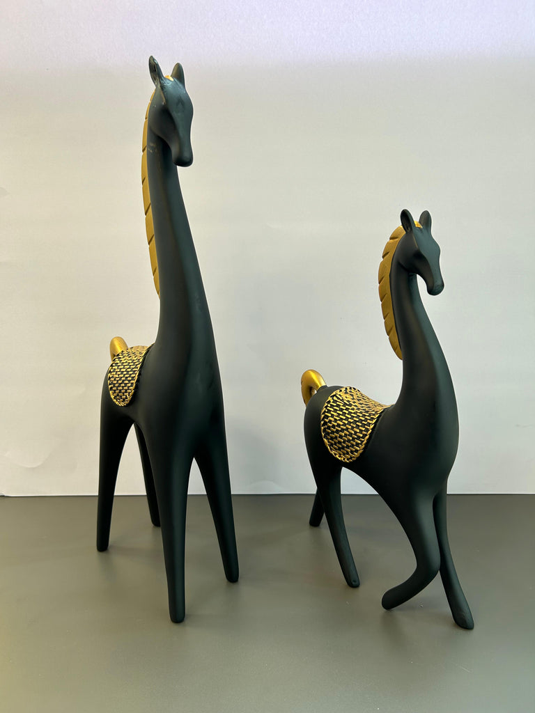 Majestic Black Horse Artefact Elegant Pair for Home Decor (set)