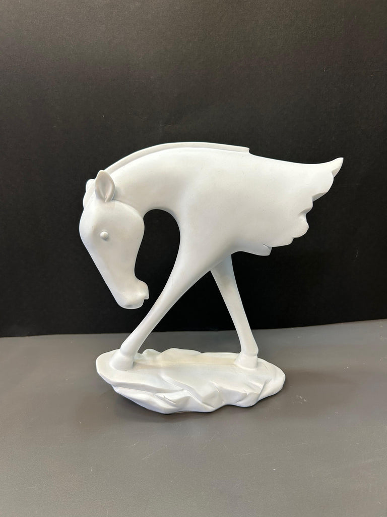 Timeless White Horse Artefact for Elegant Home and Office Decor (p.p)