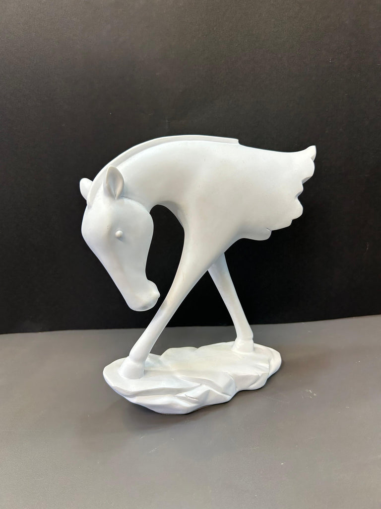 Timeless White Horse Artefact for Elegant Home and Office Decor (p.p)