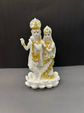 Lord Radha Krishna Idol in White with Gold Design