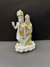 Load image into Gallery viewer, Lord Radha Krishna Idol in White with Gold Design