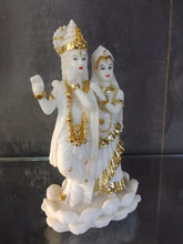 Load image into Gallery viewer, Lord Radha Krishna Idol in White with Gold Design