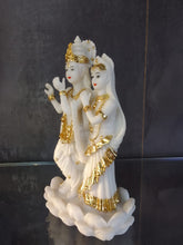 Load image into Gallery viewer, Lord Radha Krishna Idol in White with Gold Design