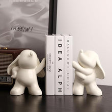 Load image into Gallery viewer, White Ceramic 2-Piece Dumbo Elephant Bookends for Decorative Bookshelves